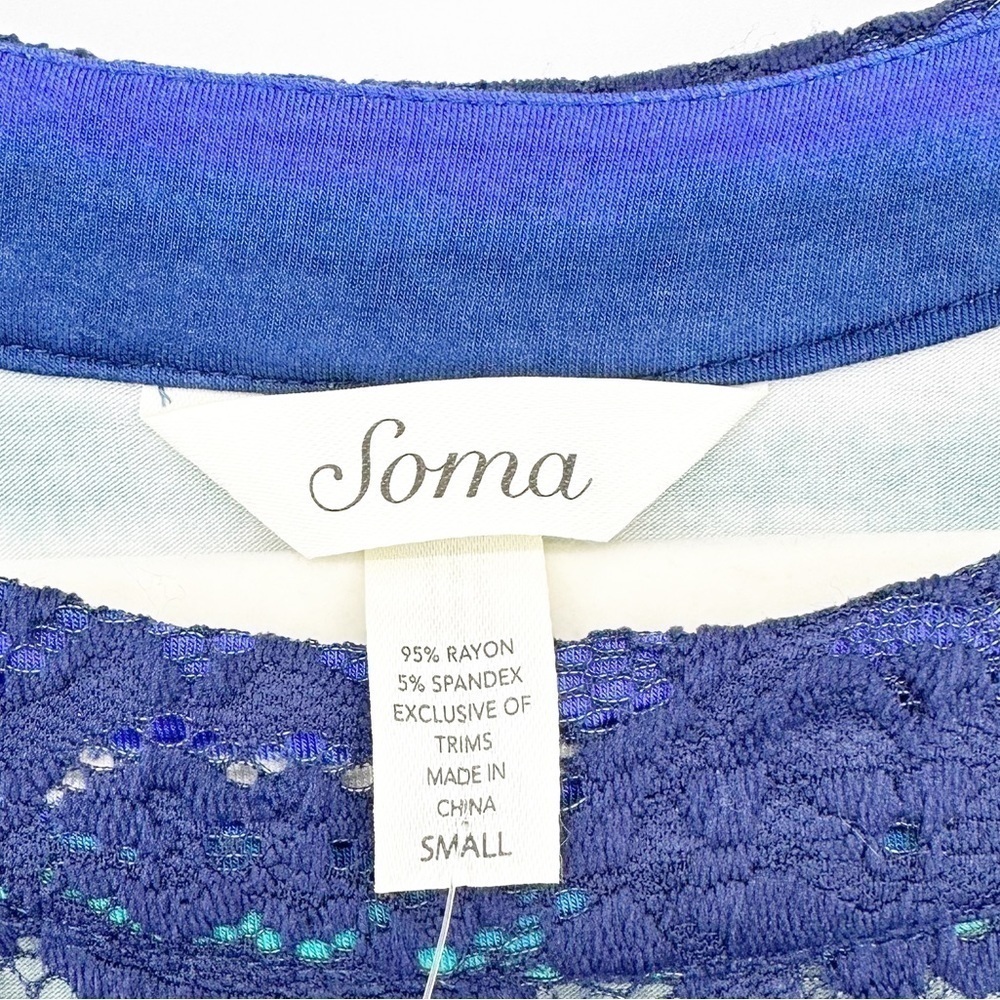 Soma Lace Neck Swing Dress Sea Stripes Small - Picture 4 of 6
